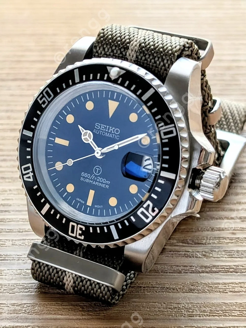 Automatic Vintage Black Seiko 40mm Submariner Dive Mod Watch Sapphire 24jewels - Picture 6 of 10